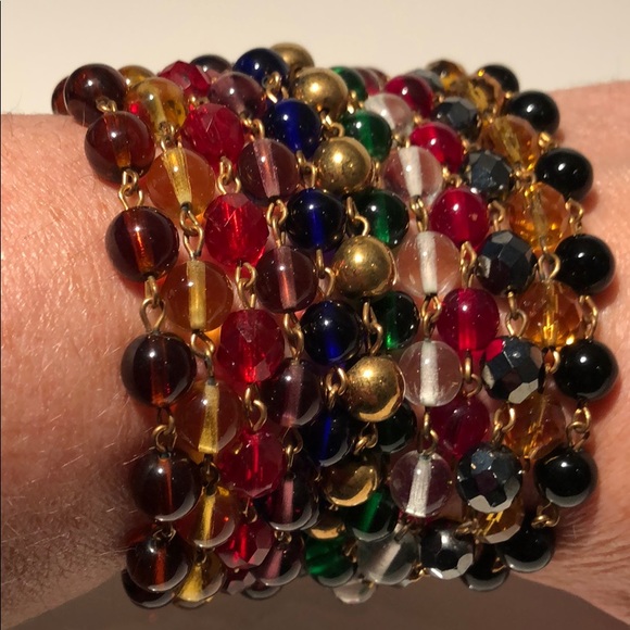 VINTAGE JEWEL BEADED DANGLING EARRINGS - Picture 6 of 8